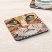 オレンジ虎猫絵画詳細飲料用コースター コースター (左側)