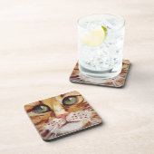 オレンジ虎猫絵画詳細飲料用コースター コースター (右側)