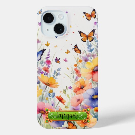 オレンジ蝶の花畑iPhone/iPadケース Case-Mate iPhoneケース (裏面)