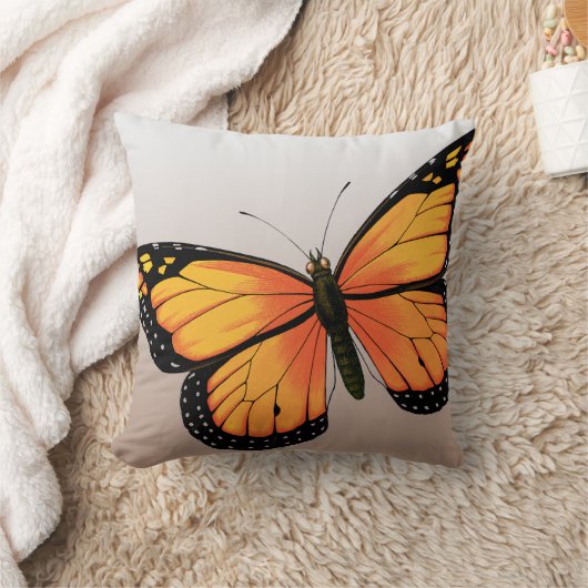 オレンジ蝶 クッション (ブランケット)