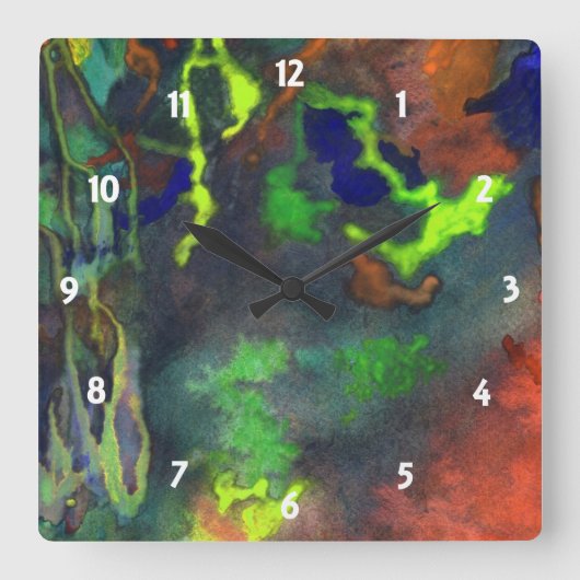 オレンジ融合のカスタムの時計 スクエア壁時計 (正面)