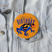 オレンジ誕生日カエルのボタン 缶バッジ (インサイチュ)