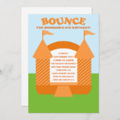 オレンジ誕生日バウンスバウンシーハウス誕生日パーティー 招待状 (正面/裏面)