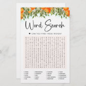オレンジ語検索ゲームブライダルシャワーカード (正面/裏面)