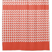 オレンジ赤と白のモダン鋭い波 シャワーカーテン (正面)