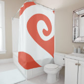 オレンジ赤と白スワール波 シャワーカーテン (インサイチュ)