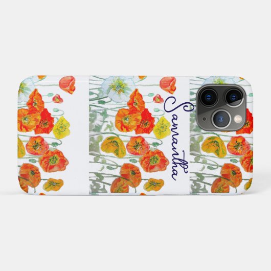 オレンジ赤のポピー花模様ありがとう Case-Mate iPhoneケース (裏面(横))