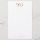 オレンジ赤シンプルフローラパーソナライズされた点 便箋 (正面)