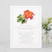 オレンジ赤ストライプバラ水彩結婚式プログラム プログラム (スタンド正面)