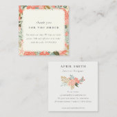 オレンジ赤面ティール（緑がかった色）アンブロシアフローラサンキューオーダー スクエア名刺 (正面/裏面)