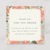 オレンジ赤面ティール（緑がかった色）アンブロシアフローラサンキューオーダー スクエア名刺 (正面)