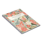 オレンジ赤面ティール(緑がかった色)ブルーグリーンレースアンブロシアフローラ ノートブック (右側)