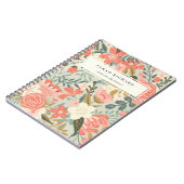 オレンジ赤面ティール(緑がかった色)ブルーグリーンレースアンブロシアフローラ ノートブック (左側)