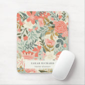 オレンジ赤面ティール（緑がかった色）ブルーグリーンレースアンブロシアフローラ マウスパッド (マウス)