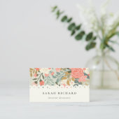 オレンジ赤面ティール(緑がかった色)ブルーグリーンレースアンブロシアフローラ 名刺 (スタンド正面)