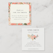 オレンジ赤面ピーチアンブロシアフローラサンキューオーダー スクエア名刺 (正面/裏面)