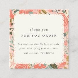 オレンジ赤面ピーチアンブロシアフローラサンキューオーダー スクエア名刺