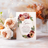 オレンジ赤面ブルガンディーレッドフローラ秋バプテスマ 招待状