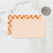 オレンジ赤面抽象芸術チェッカーボード名前をカスタムする ノートカード (正面/裏面インサイチュ)