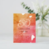 オレンジ赤 50歳の誕生日 お祝い 名前 日付追加可 ポストカード (スタンド正面)