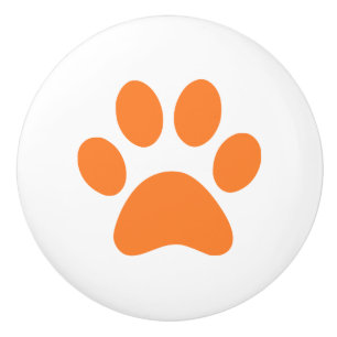 オレンジ足のプリントのpawprint セラミックノブ