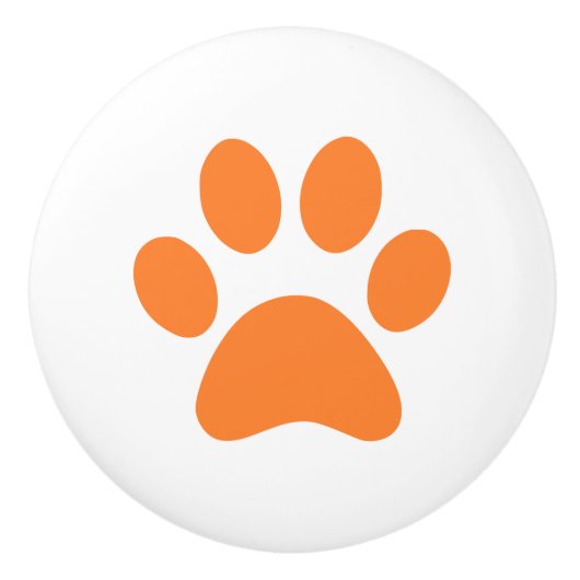 オレンジ足のプリントのpawprint セラミックノブ (正面)