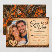 オレンジ迷彩の狩猟シーズン終了 Save the Date 招待状 (正面/裏面)
