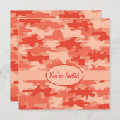 オレンジ迷彩柄のカムフラージュのパーティーのイベントの正方形 招待状 (正面/裏面)