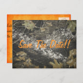 オレンジ迷彩柄日付を保存！ 案内ポストカード (正面/裏面)