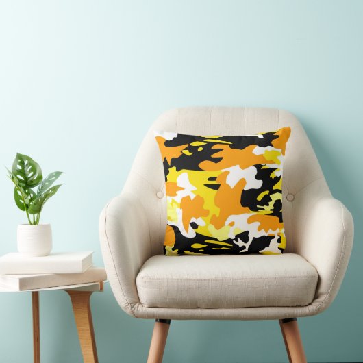 オレンジ迷彩柄装飾用クッション クッション (椅子)