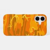 オレンジ迷彩柄 iPhone 16ケース (裏面横)