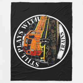 オレンジ遊色の黒いディーゼル列車を使用して未だ フリースブランケット