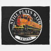 オレンジ遊色の黒いディーゼル列車を使用して未だ フリースブランケット (正面(横))