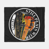 オレンジ遊色の黒いディーゼル列車を使用して未だ フリースブランケット (正面(横))