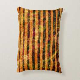 オレンジ違う色ストライプ、小さな正方形を引っ掻いた アクセントクッション