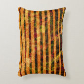 オレンジ違う色ストライプ、小さな正方形を引っ掻いた アクセントクッション (正面(垂直))
