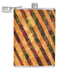 オレンジ違う色ストライプ、小さな正方形を引っ掻いた フラスク