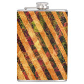 オレンジ違う色ストライプ、小さな正方形を引っ掻いた フラスク (正面)
