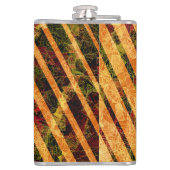 オレンジ違う色ストライプ、小さな正方形を引っ掻いた フラスク (裏面)