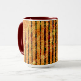 オレンジ違う色ストライプ、小さな正方形を引っ掻いた マグカップ