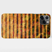 オレンジ違う色ストライプ、小さな正方形を引っ掻いた iPhoneケース (裏面横)
