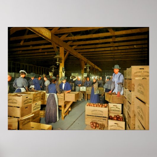 オレンジ選果場 おそらくカリフォルニア州コビナ ca ポスター (正面)