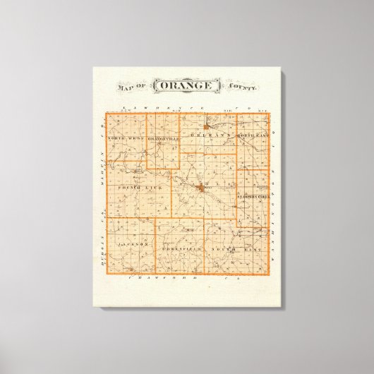 オレンジ郡の地図 キャンバスプリント (正面)