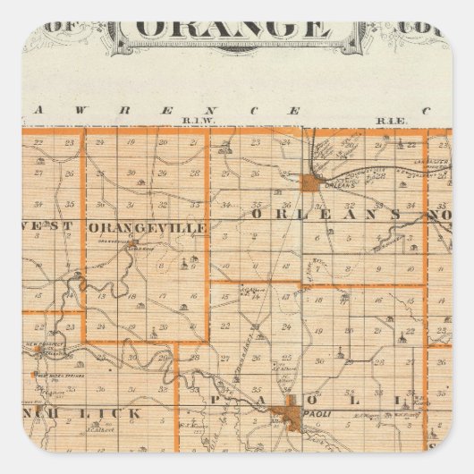 オレンジ郡の地図 スクエアシール (正面)