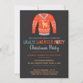 オレンジ醜いセータークリスマスホリデーパーティー 招待状 (正面)