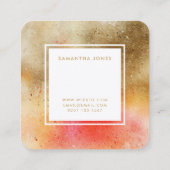 オレンジ金ゴールドアートシンプルインテリアデザイモダンナー スクエア名刺 (裏面)