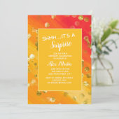 オレンジ金ゴールドグリッターサプライズバースデーパーティー 招待状 (スタンド正面)