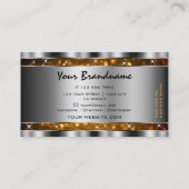 オレンジ金ゴールドグリッタースパークルスターズシルバーデコール 名刺 (裏面)