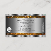 オレンジ金ゴールドグリッタースパークルスターズロゴシルバー 名刺 (裏面)