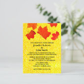 オレンジ金ゴールドグリッター紅葉結婚秋 インビテーションポストカード (スタンド正面)